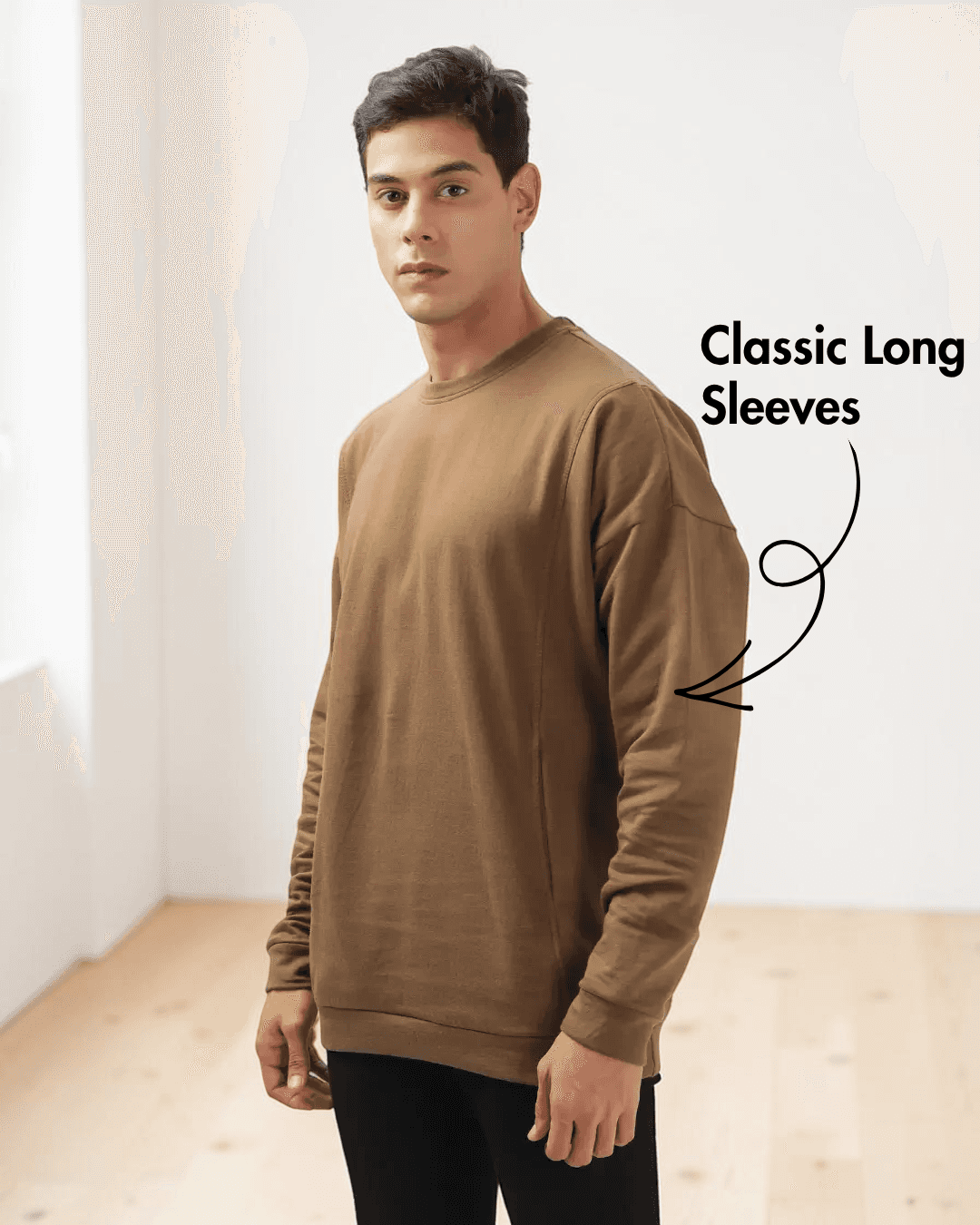 Close-up of men's sweatshirt pattern with crew neckline and panel detailing