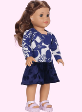 Vintage Doll Outfit – Top & Flared Skirt Set Sewing Pattern 'Crissy'