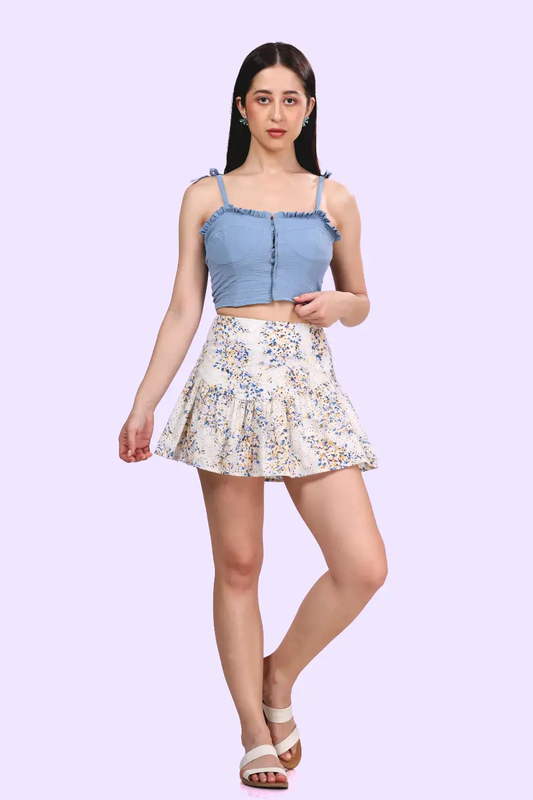 Vintage Coord Set Sewing Pattern – Strappy Bustier Top & Mini Flounce Skirt