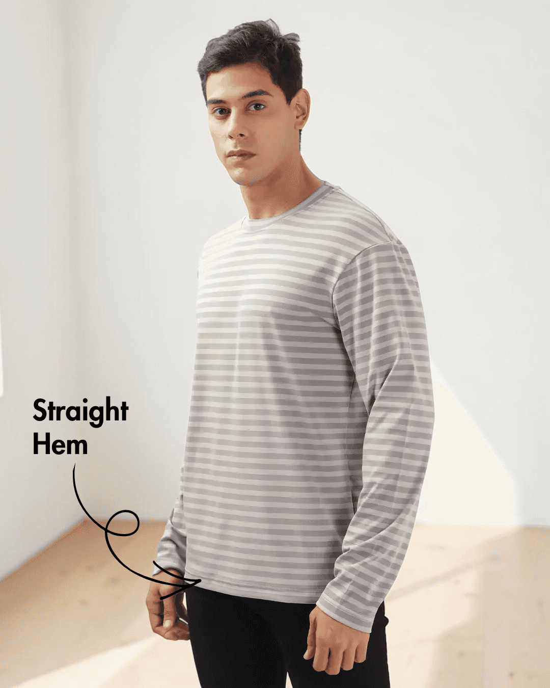 Side view of men's long sleeve T-shirt sewing pattern