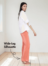 Women's flared pants sewing pattern 'Brook' with high waist and elastic waistband, side view
