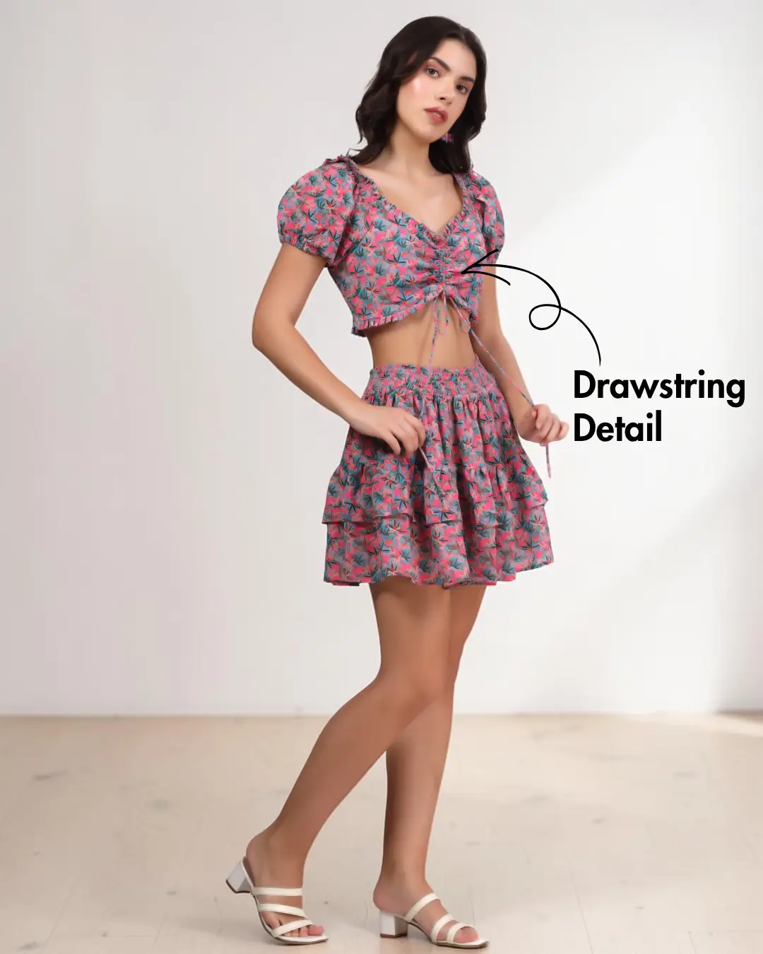 Shirred Crop Top & Tiered Mini Skirt Set Sewing Pattern 'Mariposa'