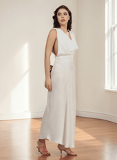 Elegant ivory cowl neck gown for women