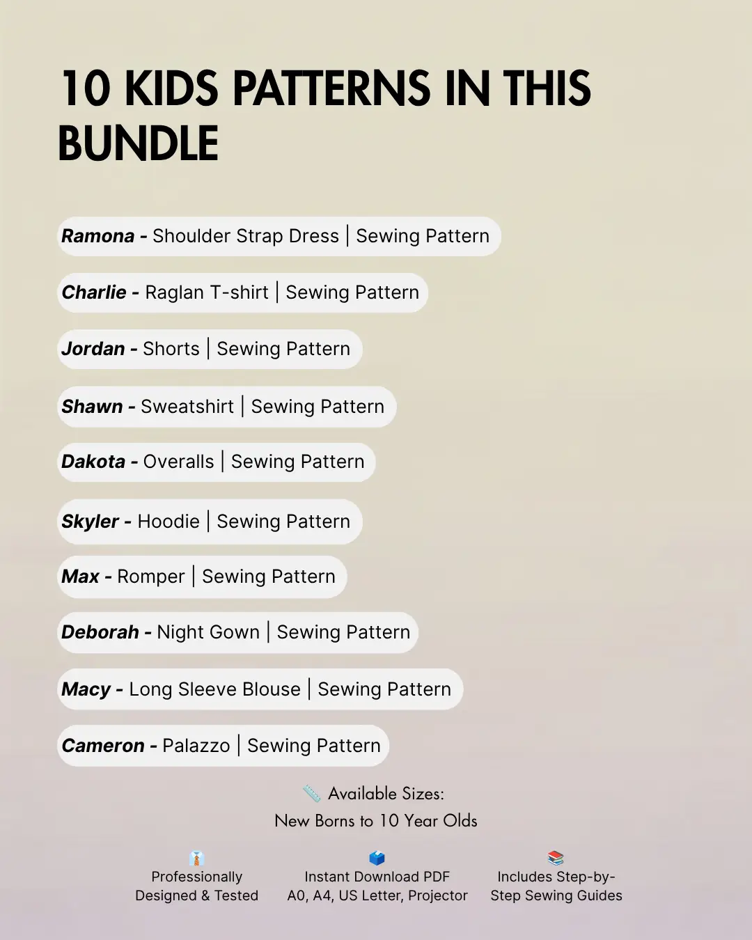 Kid's Sewing Patterns Bundle