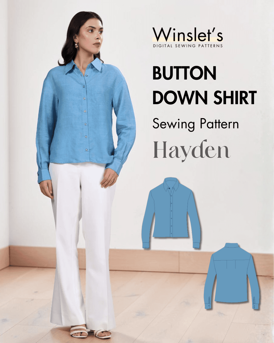dress shirt sewing pattern Loose Fit Button Down Shirt Sewing Pattern 'Hayden'