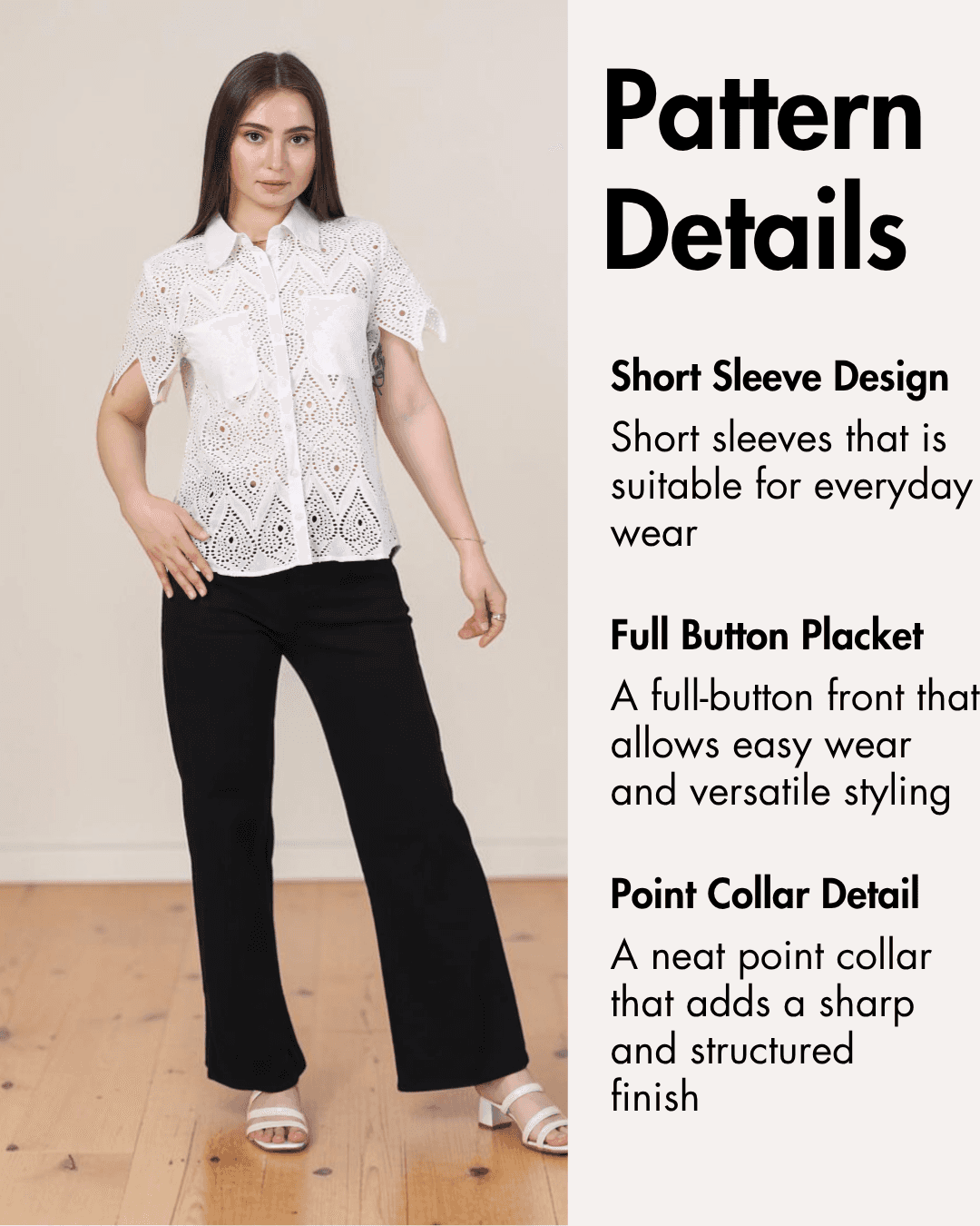 Close-up of pattern details with short sleeve design and sewing instructions