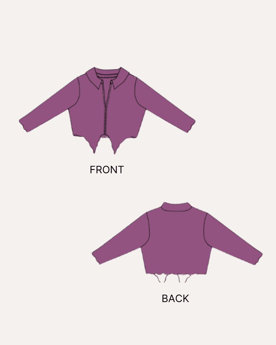 Pointed Hem Crop Top Women's Sewing Pattern 'Rowan' front view illustration