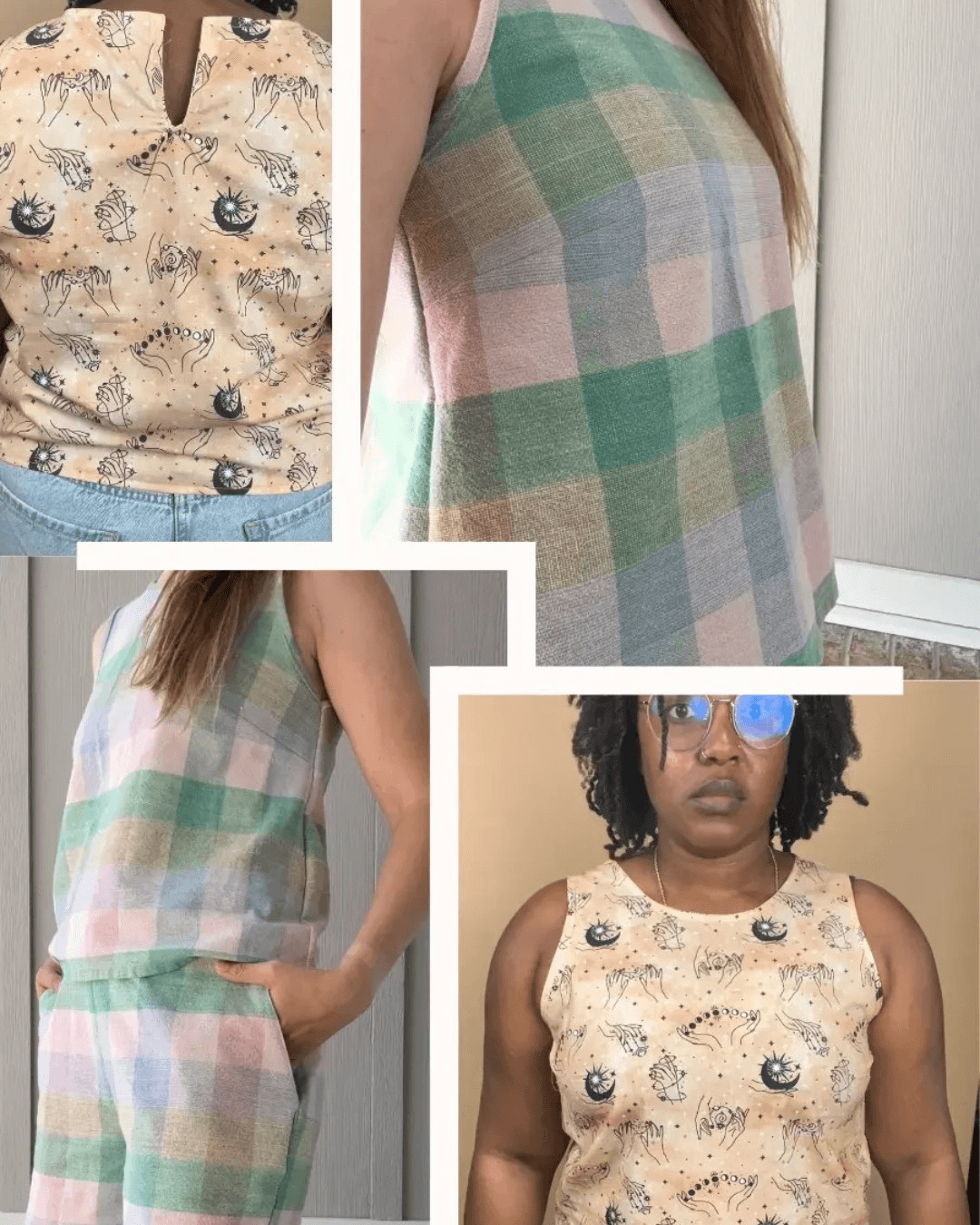Summer Coord Set Women's PDF Sewing Pattern Olivia with high waisted shorts