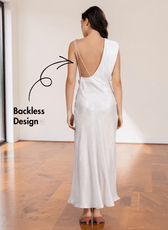 Backless ivory gown with spaghetti straps for sewing pattern