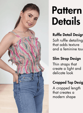 Pattern Details of pink ruffle top pattern details with textured fabric and feminine design