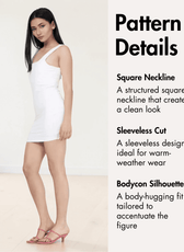 Pattern details for square neckline, sleeveless cut, and bodycon silhouette