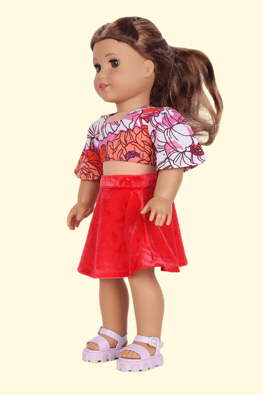 70's Pop Doll Outfit – Crop Top & Flared Skirt Set Sewing Pattern 'Cindy'