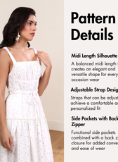 Sundress Midi Women's Dress PDF Sewing Pattern 'Fiona' with square neckline and adjustable straps
