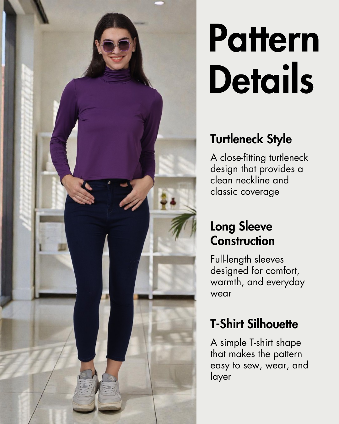 Turtleneck T-shirt Sewing Pattern 'Diana'