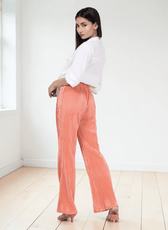 Women's flared pants sewing pattern 'Brook' with high waist and elastic waistband, back view