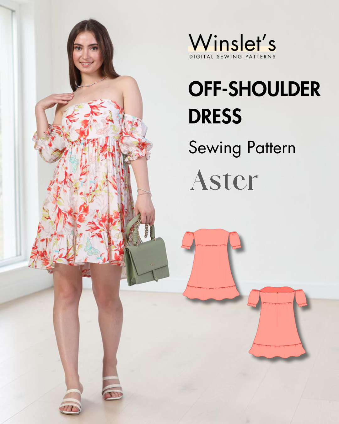 Off Shoulder Dress Sewing Pattern 'Aster'