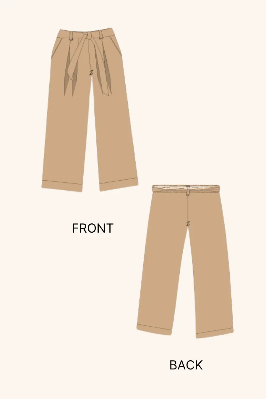 Wide Leg Belted Trousers Sewing Pattern 'Margot'