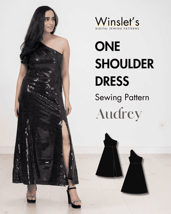 Black sequined one shoulder maxi dress with thigh-high slit