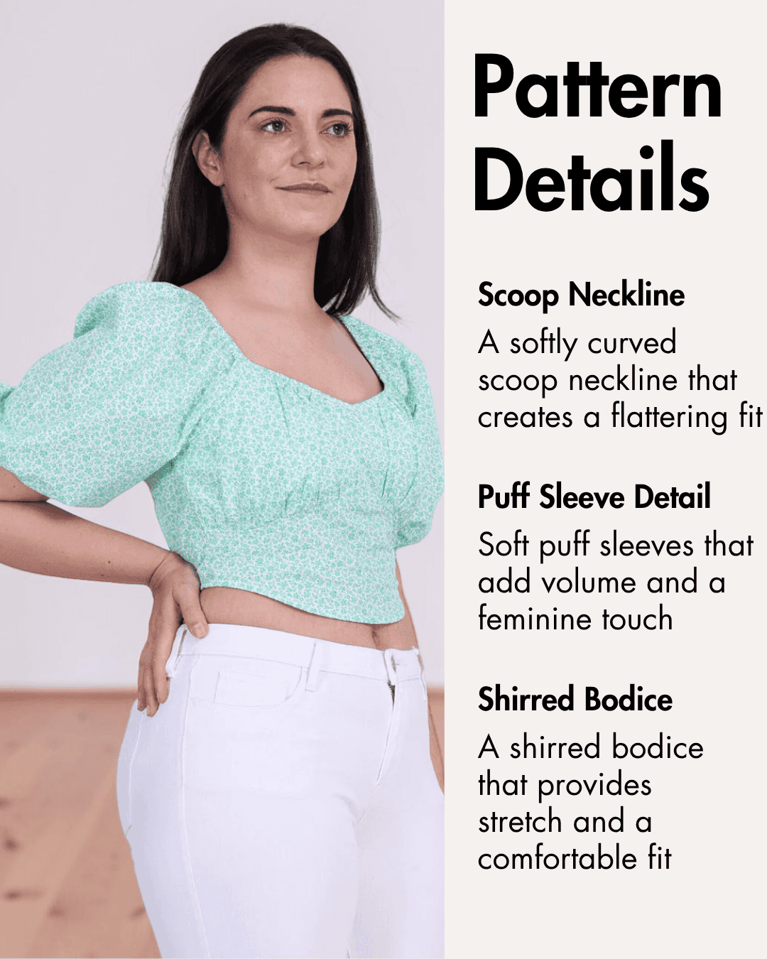 Bustier Crop Top Women's Milkmaid PDF Sewing Pattern 'Blossom