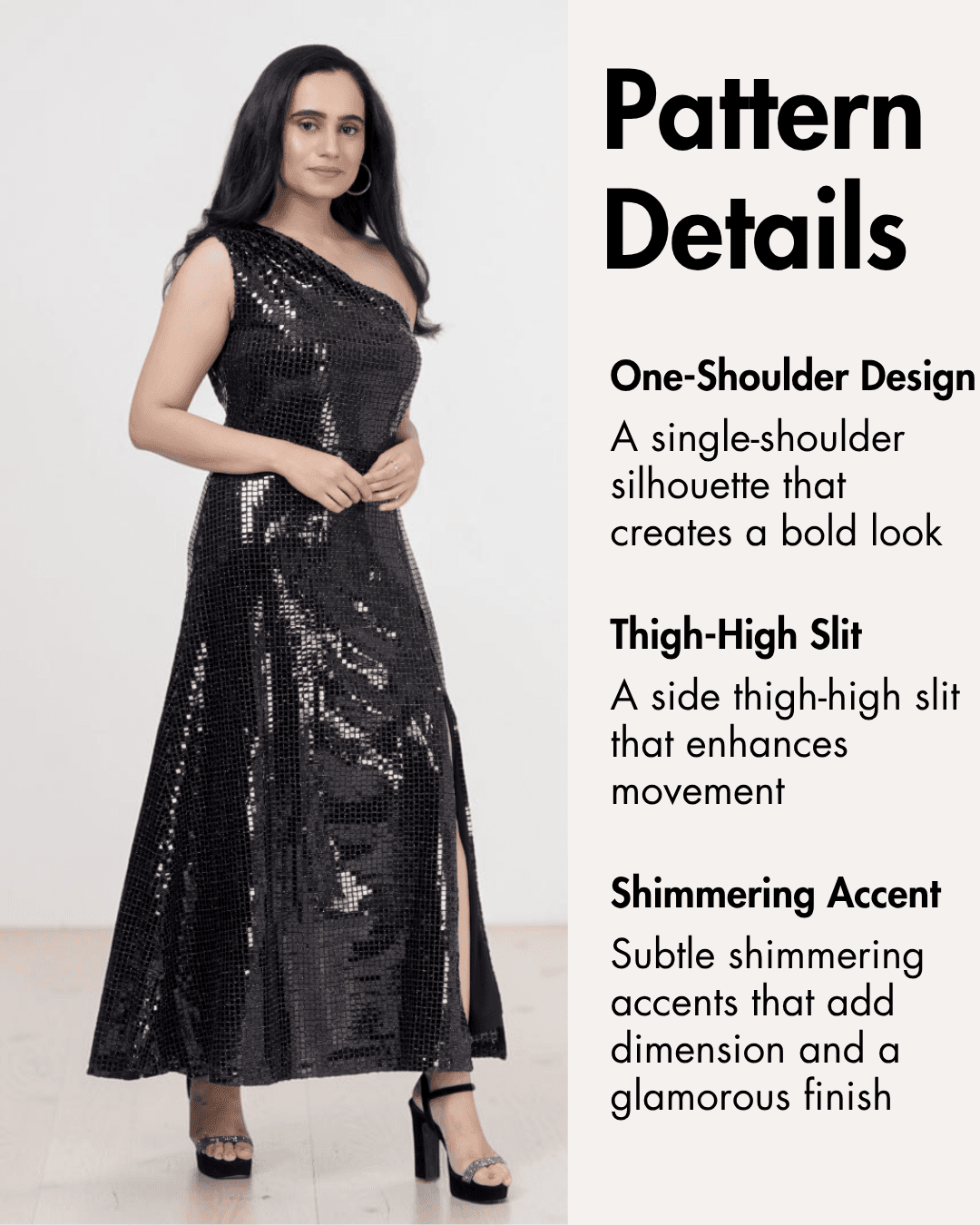One Shoulder Women's Maxi Dress PDF Sewing Pattern 'Audrey'