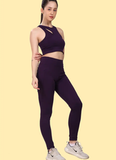 Side view of the 'Layla' activewear coord set, featuring a cutout sports bra and high-waisted leggings. Perfect for gym and casual wear.