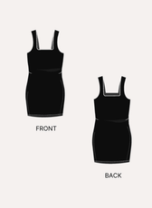 Sewing pattern for sleeveless bodycon mini dress 'Swift' with front and back views