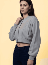 Handmade bomber jacket from the 'Raya' sewing pattern, designed with discreet pockets, ribbed cuffs, and a structured fit.