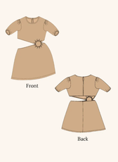 Flat overlay of the cutout dress sewing pattern from Winslet's