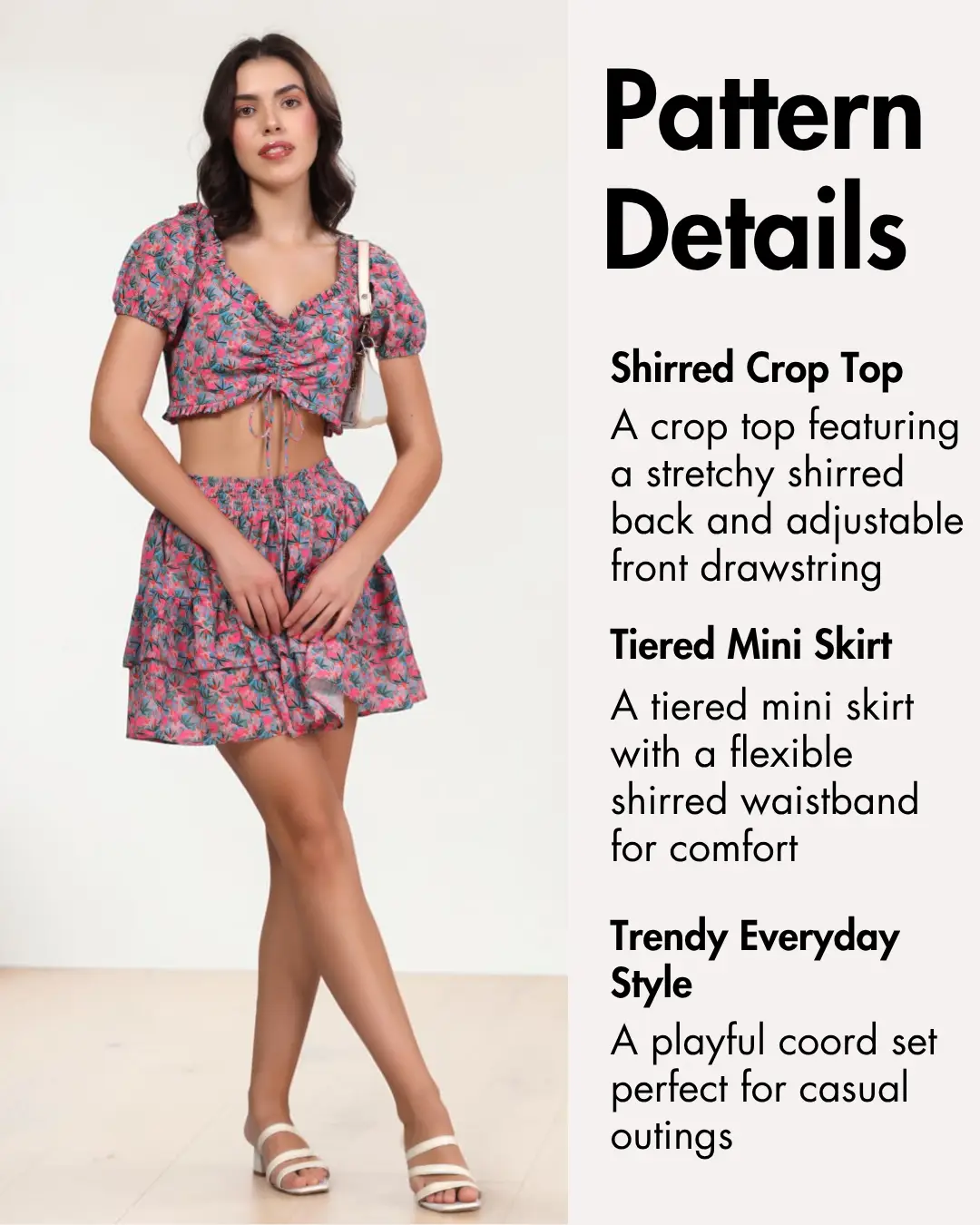 Shirred Crop Top & Tiered Mini Skirt Set Sewing Pattern 'Mariposa'