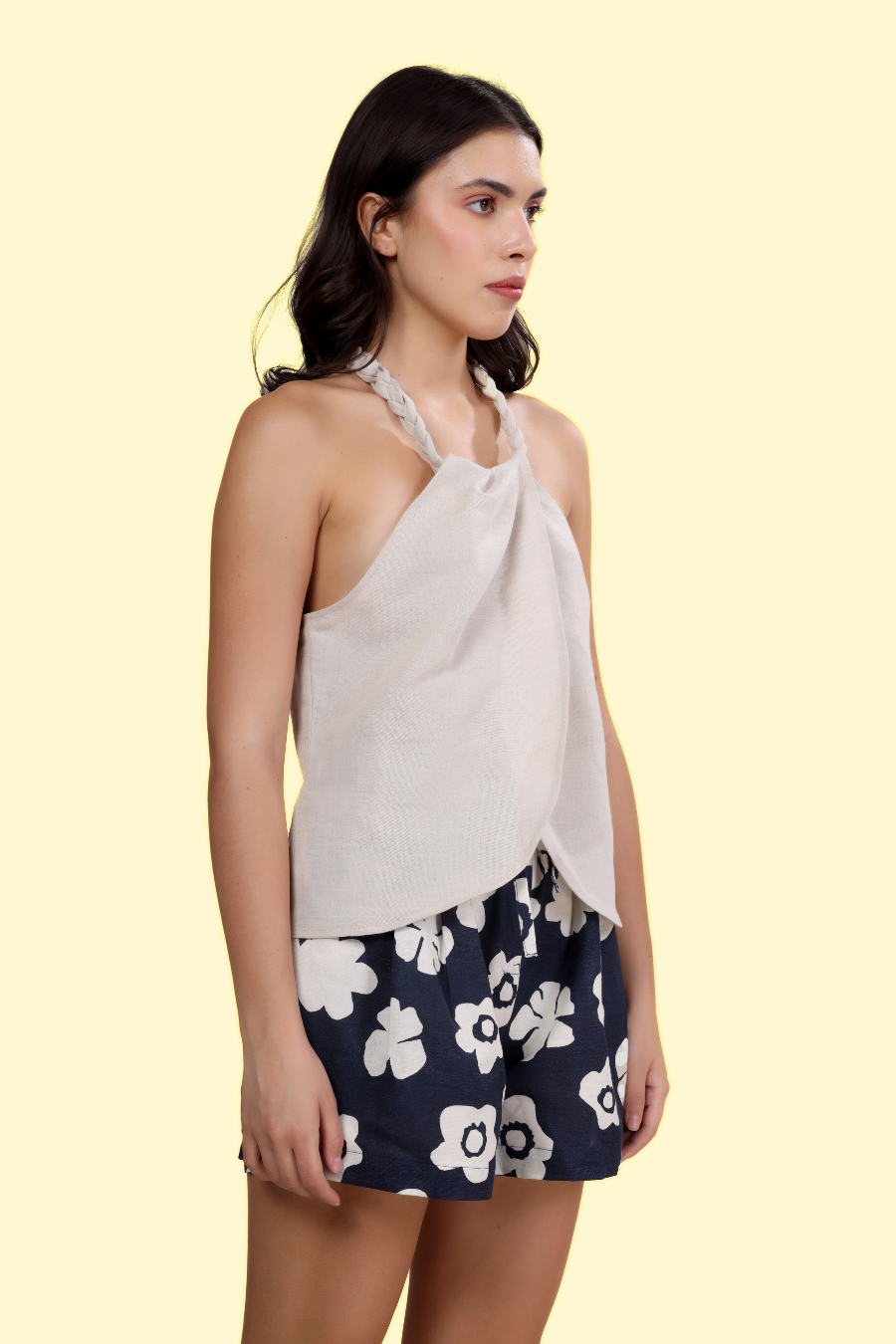 Lounge Coord Set Sewing Pattern – Braided Halter Top with Drawstring Shorts