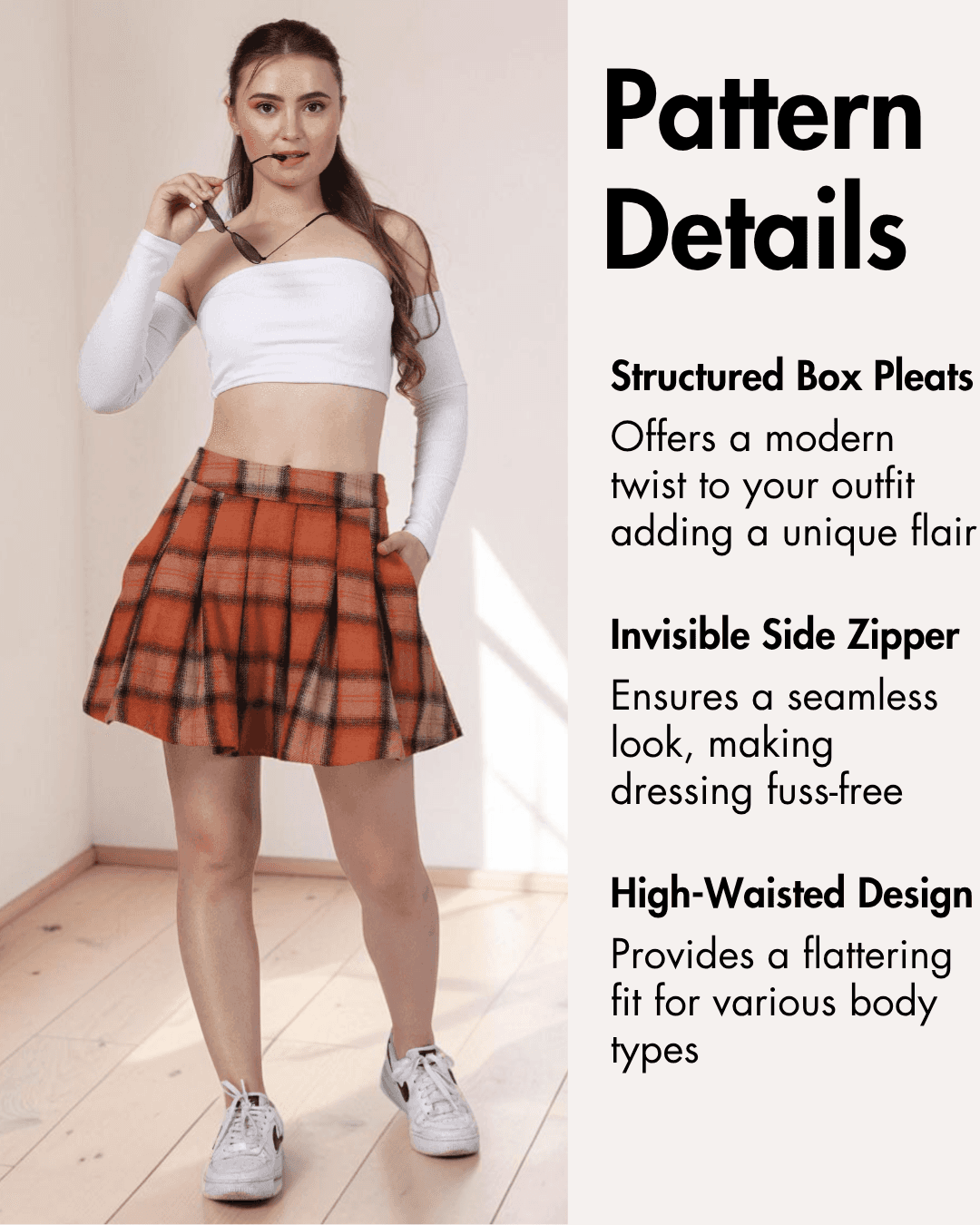 Women's Box Pleat Flared Mini Skirt PDF Sewing Pattern 'Ophelia