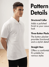Close-up of structured collar on men's polo shirt, polished finish, sewing pattern details