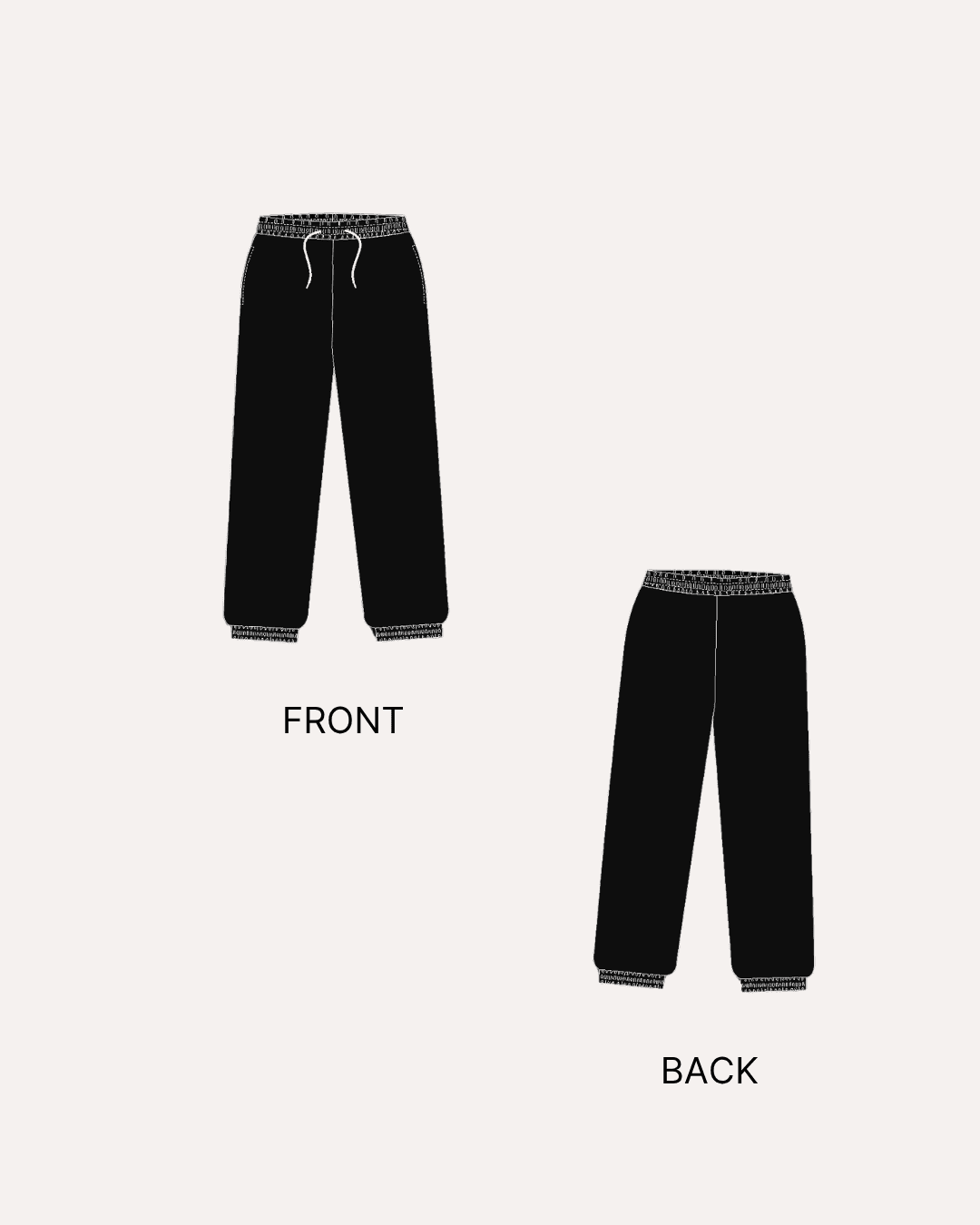 Women's Joggers Sewing Pattern 'Charli' front and back illustrationsa