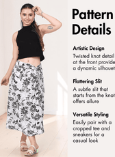 Black and white floral pattern fabric for sewing skirt sewing pattern details