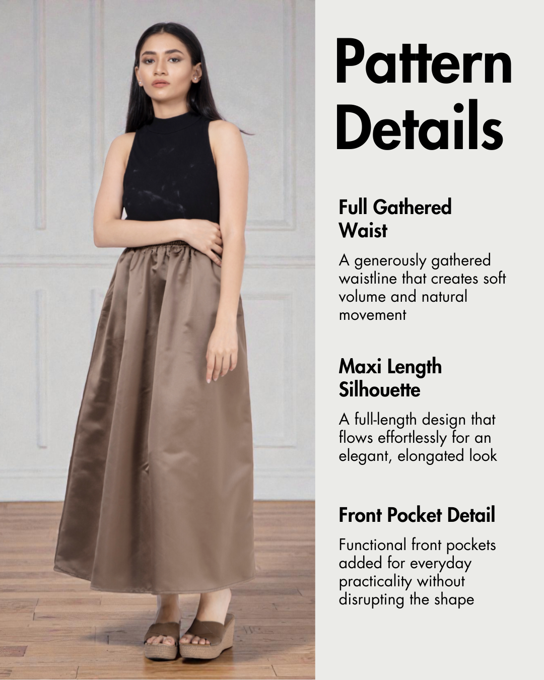 Gathered Maxi Skirt Sewing Pattern 'Zinnia'