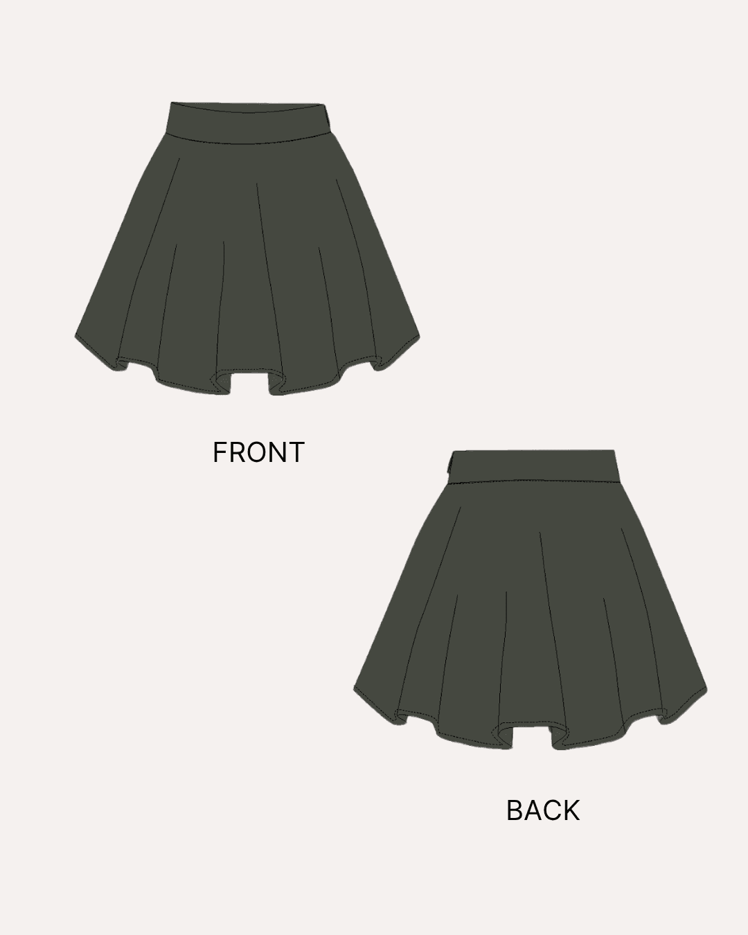 Skater skirt sewing pattern 'Poppy' illustration