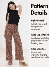 Women's wide leg pants with functional pockets and high waist in floral print Pattern Details