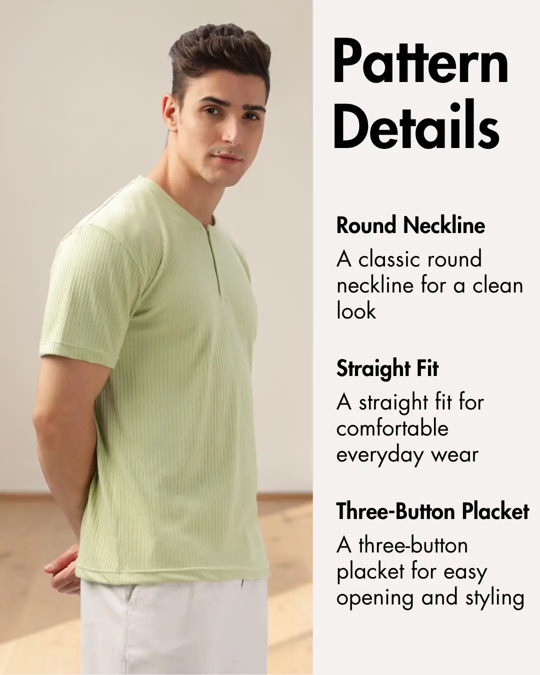 Men's Short Sleeve Henley T-shirt Sewing Pattern 'Oliver'