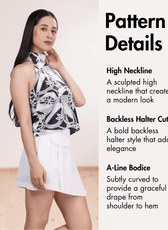 Pattern Details of halter top pattern details with high neckline and backless style