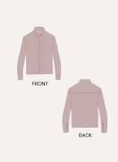 Technical sewing pattern for men's dress shirt with front and back views