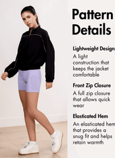 Close-up of pattern details for Naomi windbreaker with lightweight design and full zip