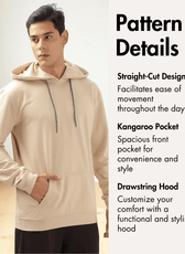  men's hoodie pattern details with straight-cut design and kangaroo pocket