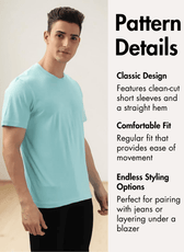 Pattern details of men's turquoise T-shirt sewing pattern 