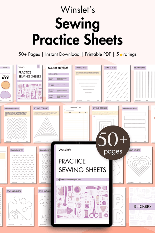 Sewing Practice Sheets: 50+ Pages of Sewing Practice to Master Sewing Basics - Great for Beginners