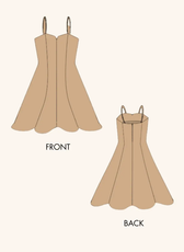 2D sketch of the sleeveless midi dress sewing pattern by Winslet's