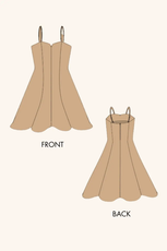 2D sketch of the sleeveless midi dress sewing pattern by Winslet's