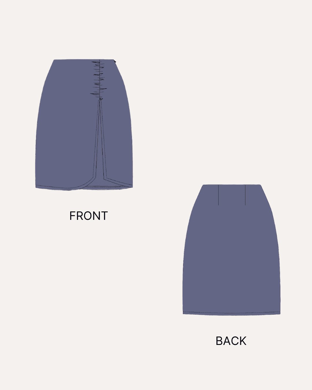 Skirt sewing pattern illustrations