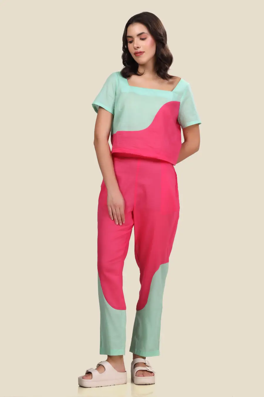 Square-Neck Top and Full Length Pants Coord Set Sewing Pattern 'Mary'