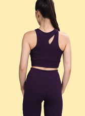 Back view of the 'Layla' activewear coord set, showcasing the unique cutout detail on the sports bra. Designed for comfort and style.
