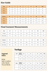 Picture with garment measurements
